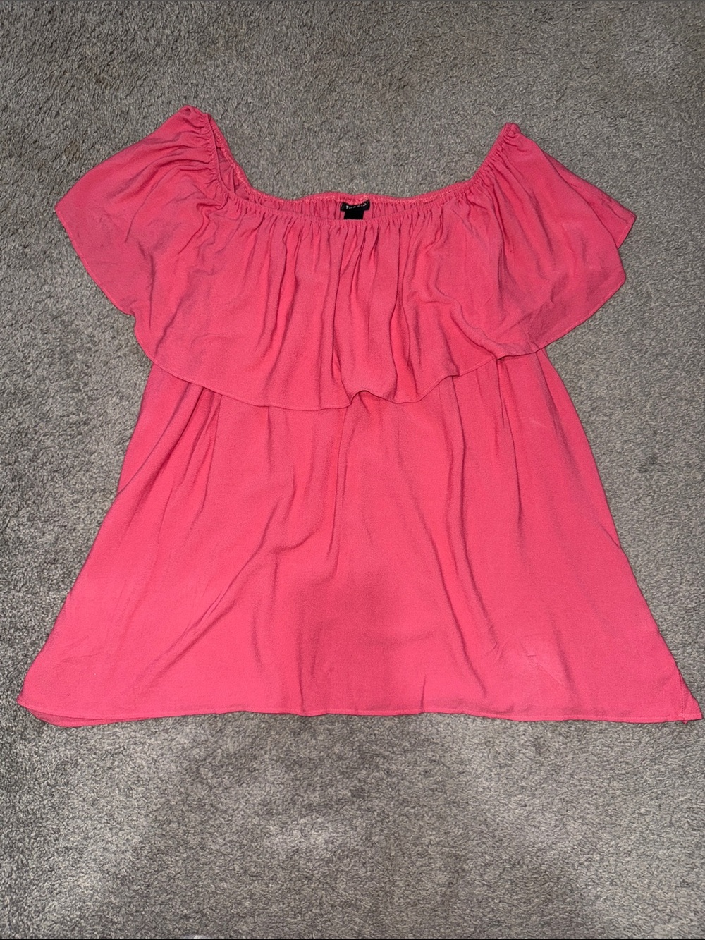 Torrid Off-Shoulder Pink Women's Top with Ruffle Overlay
